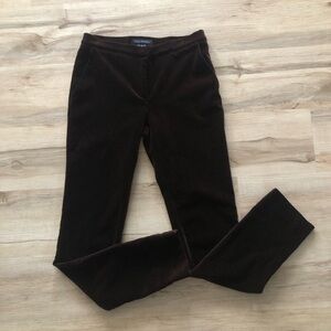Pink Tartan Dark Brown Velvet Skinny Pants